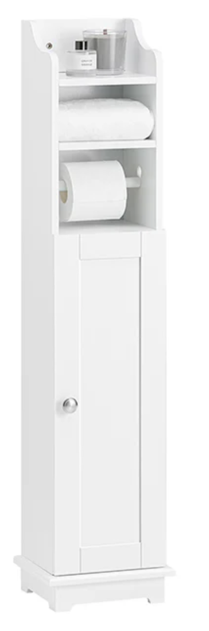 SoBuy FRG177-W – freistehender Toilettenpapierhalter & Badschrank aus MDF, weiß