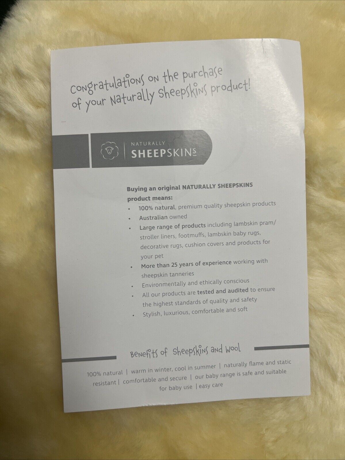 Kinderwagen Natürliches Lammfell Soft Liner, Lampskin Fleec  Komfutable Einlag